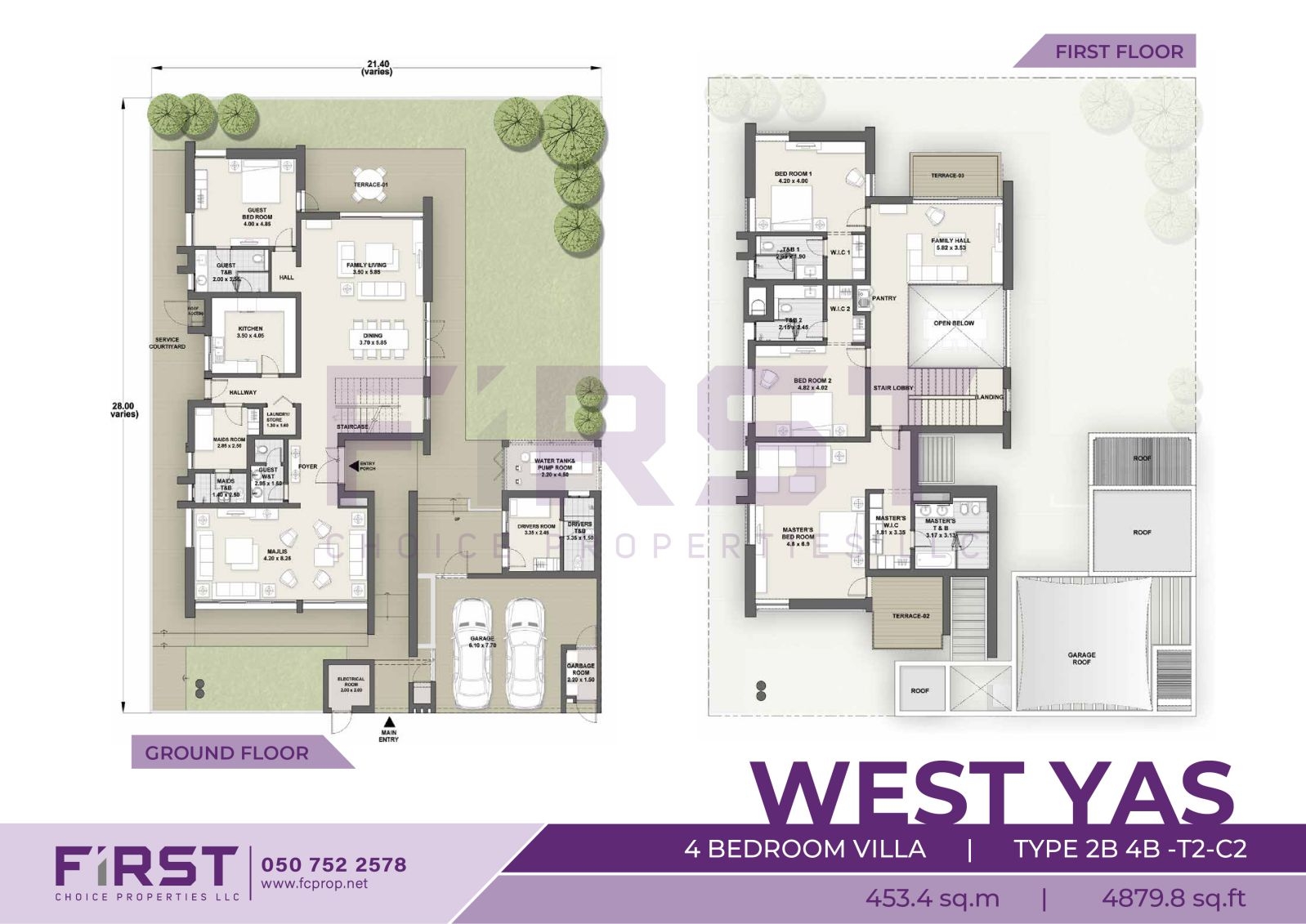 Floor Plan of 4 Bedroom VIlla TYPE 2B 4B-T2-C2 in West Yas Yas Island Abu Dhabi UAE 453.4 sq.m 4879.8 sq.ft.jpg