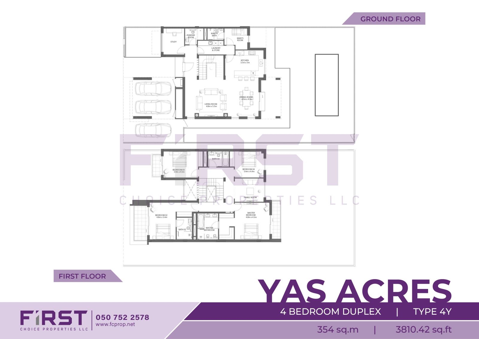 Floor Plan of 4 Bedroom Duplex Type 4Y in Yas Acres Yas Island Abu Dhabi UAE 354 sq.m 3810.42 sq.ft.jpg
