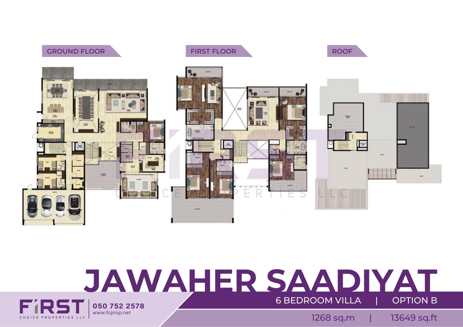 Floor Plan of 5 Bedroom Villa Option B in Jawaher Saadiyat Saadiyat Island Abu Dhabi UAE 1268 sq.m 13649 sq.ft.jpg