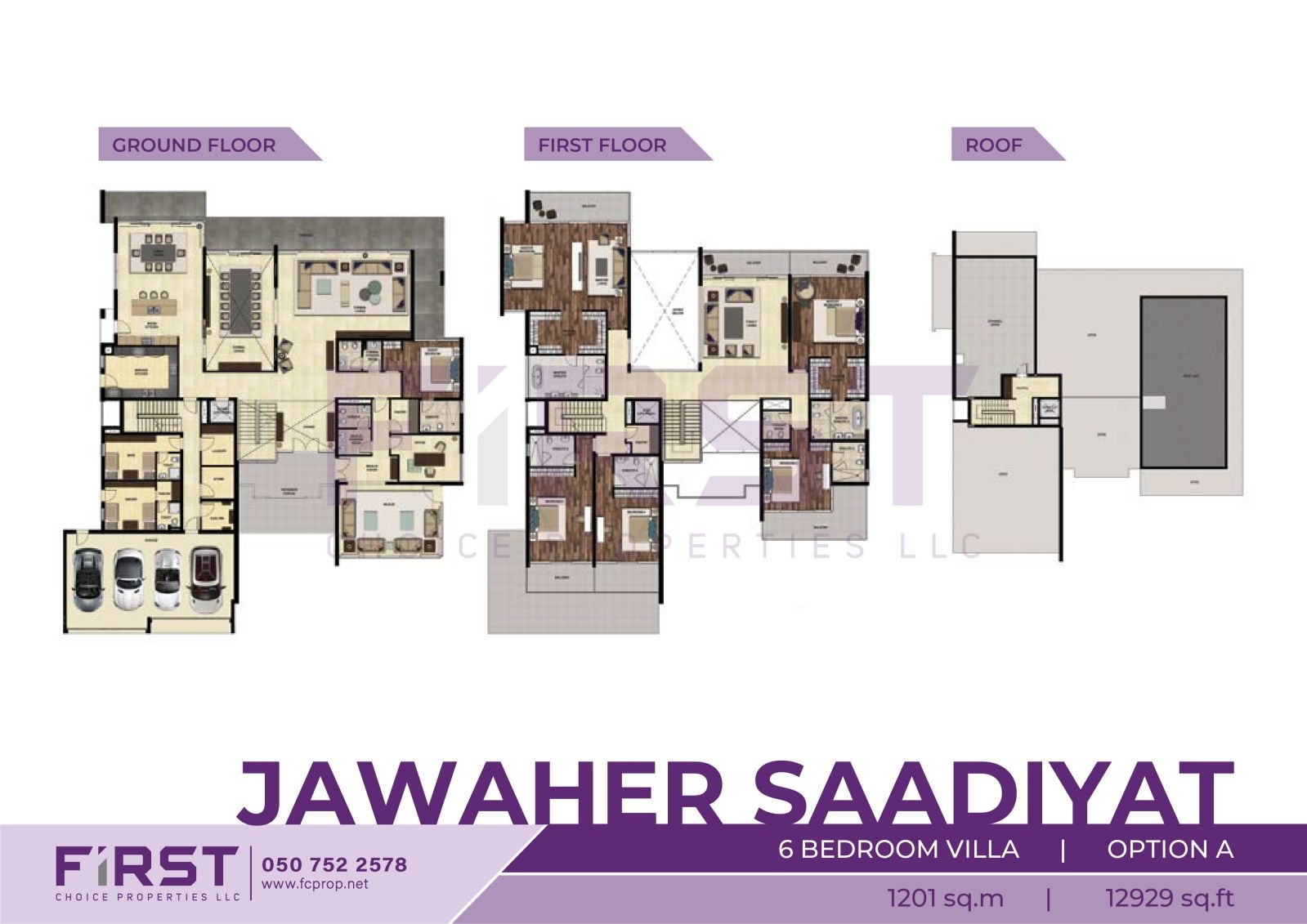 Floor Plan of 6 Bedroom Villa Option A in Jawaher Saadiyat Saadiyat Island Abu Dhabi UAE 1201 sq.m 12929 sq.ft.jpg