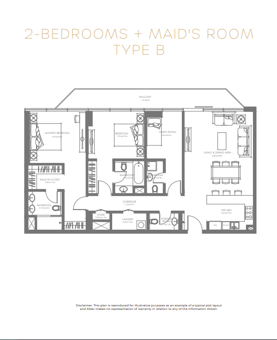 Floor Plan 2 Bedroom + Maid's Room - Type B.PNG