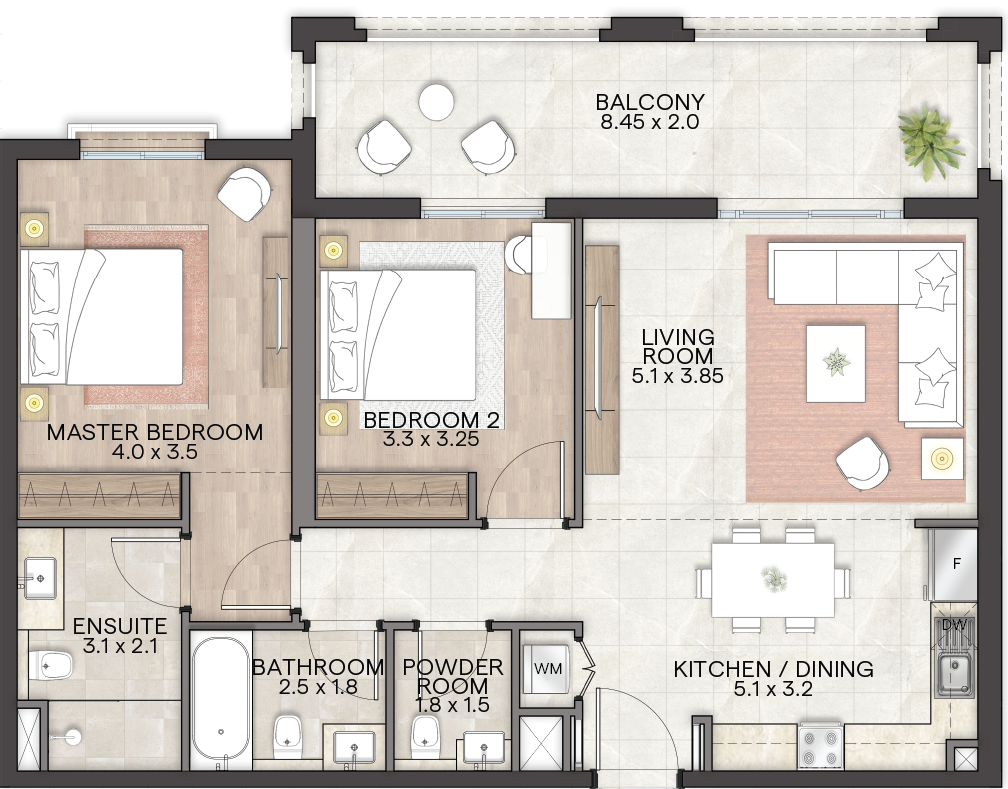 Bloom Living Granada -  2 BR Apartment - Type A1 - Floor Plan.png