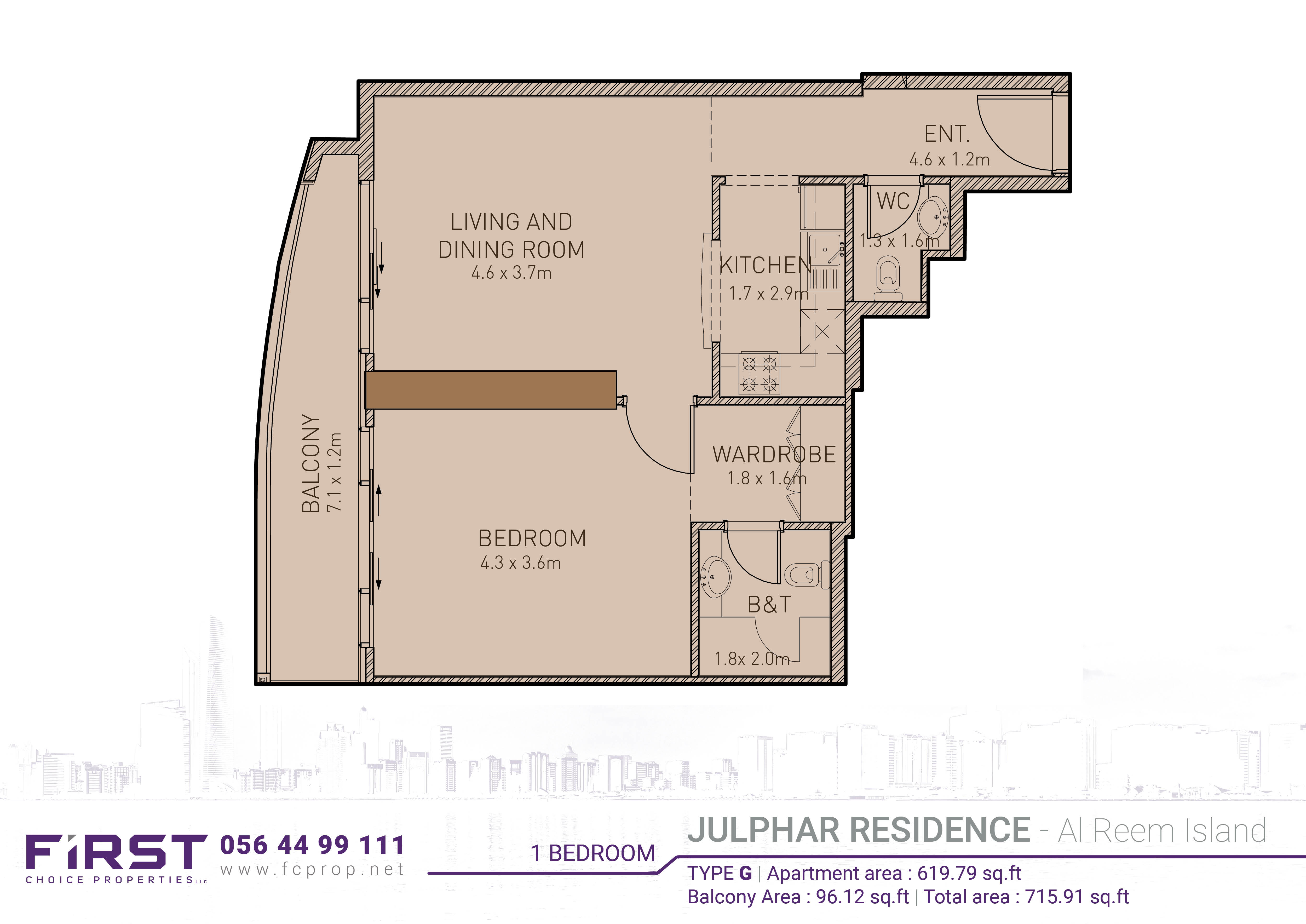 Julphar Residence - Floor Plan - 1 BR Apartment - Type G.jpg
