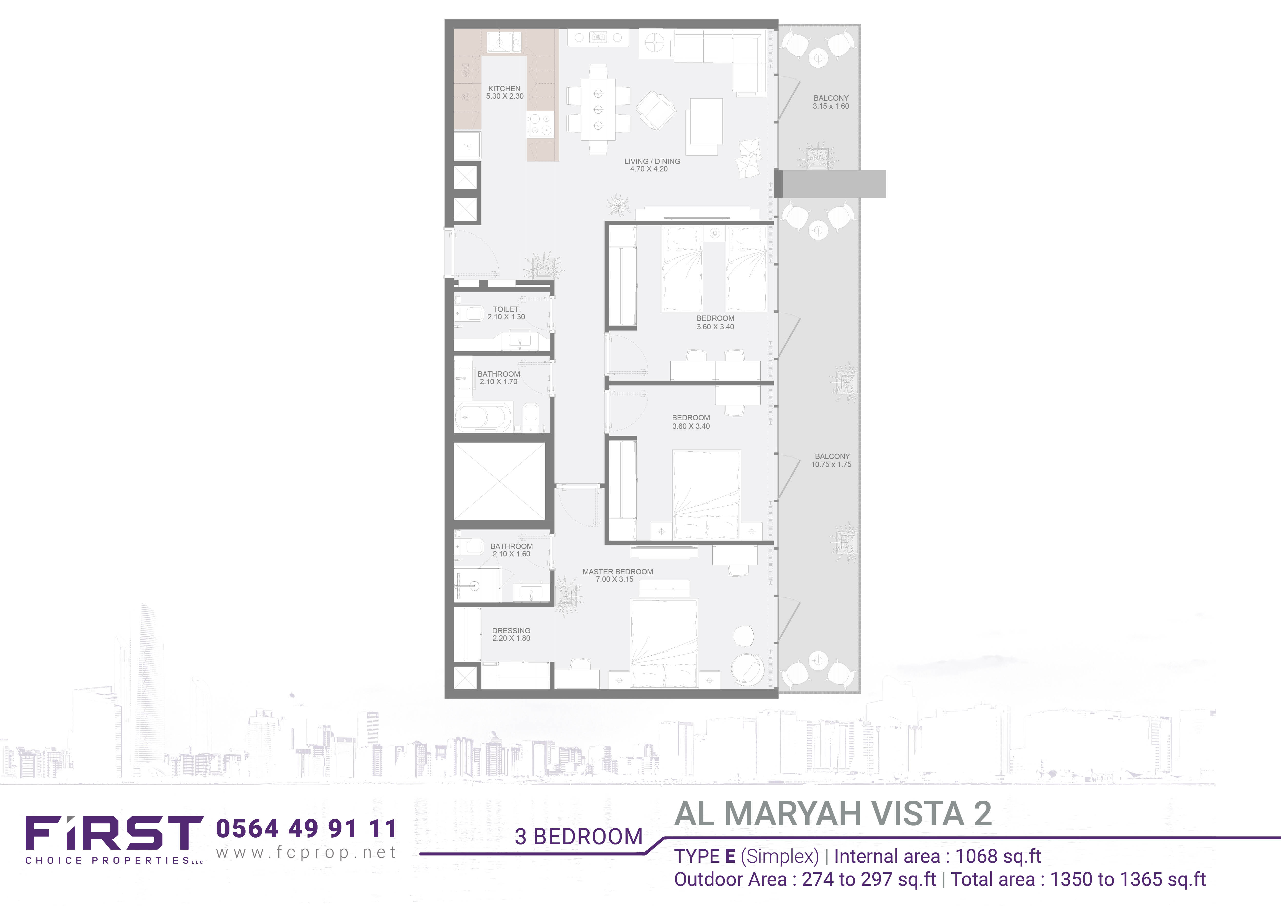 Al Maryah Vista 2 - Floor Plan - 3BR Type E - Image.jpg
