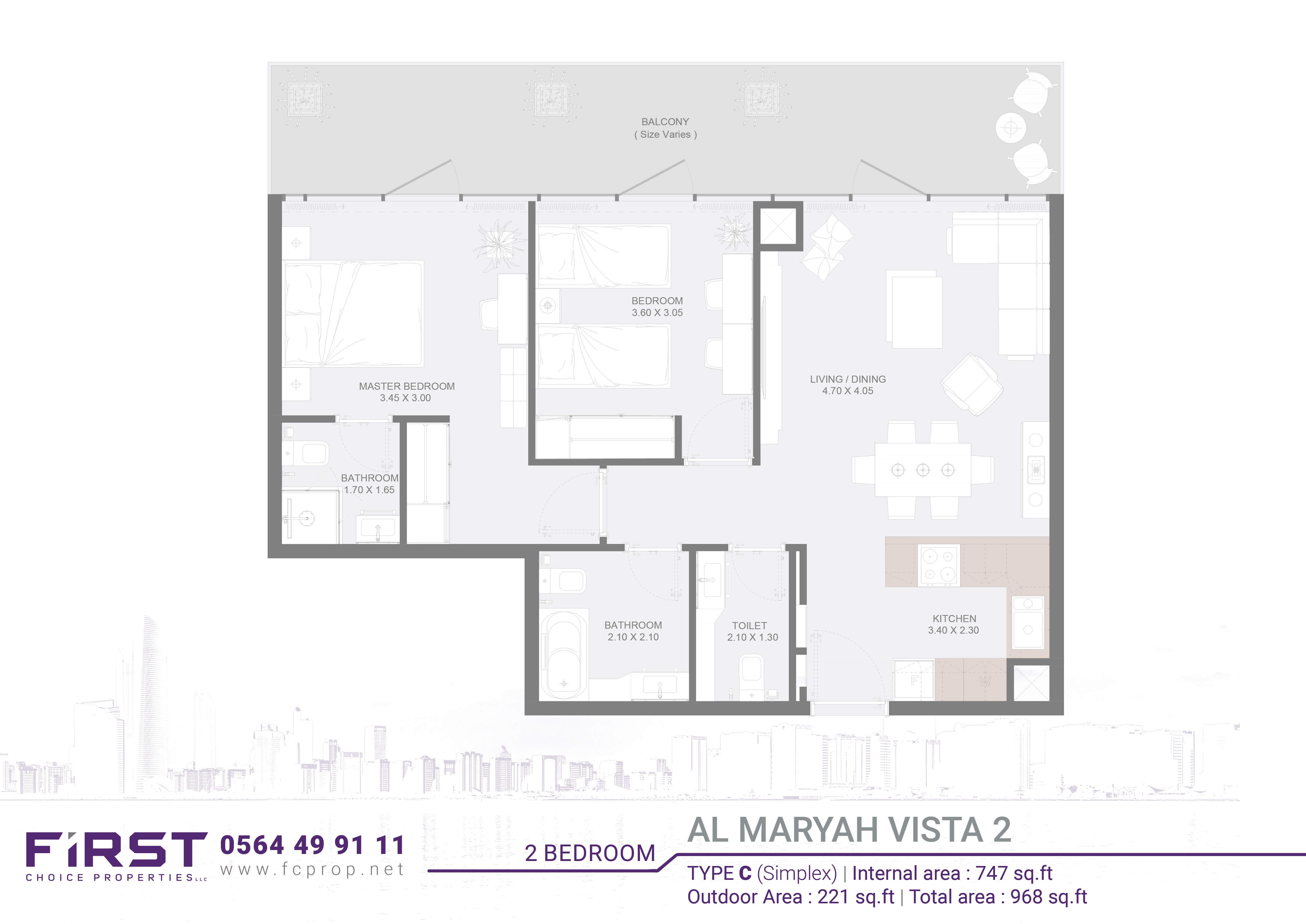Al Maryah Vista 2 - Floor Plan - 2BR Type C - Image.jpg
