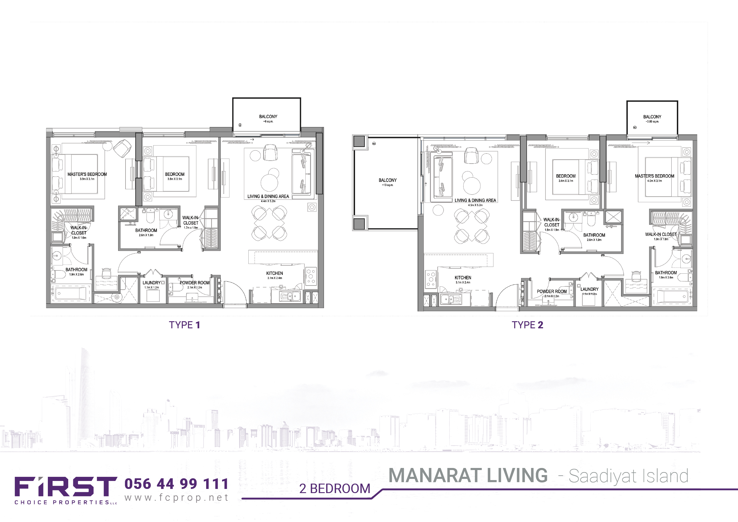MANARAT LIVING -  Floor Plan - 2 BR - Type 1-2.jpg