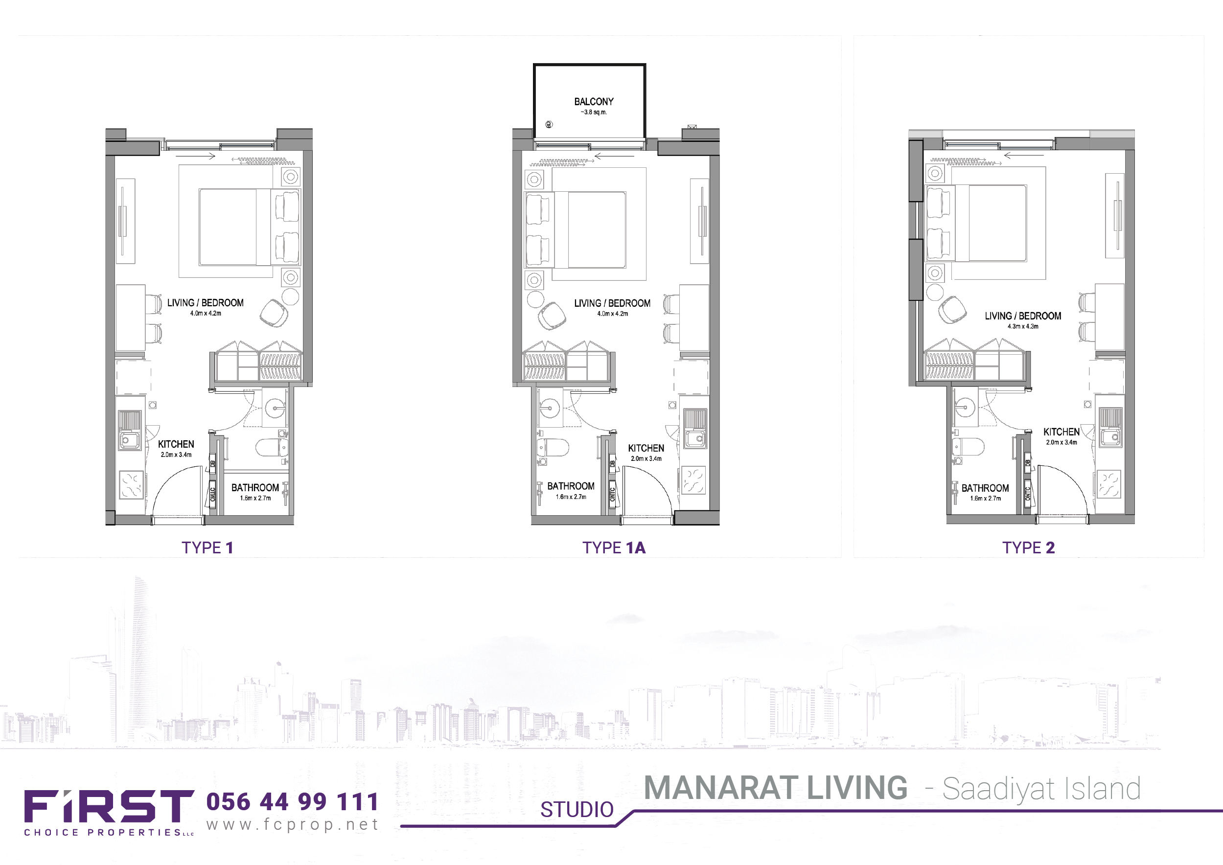 MANARAT LIVING -  Floor Plan - Studio Type 1, 1A, 2.jpg