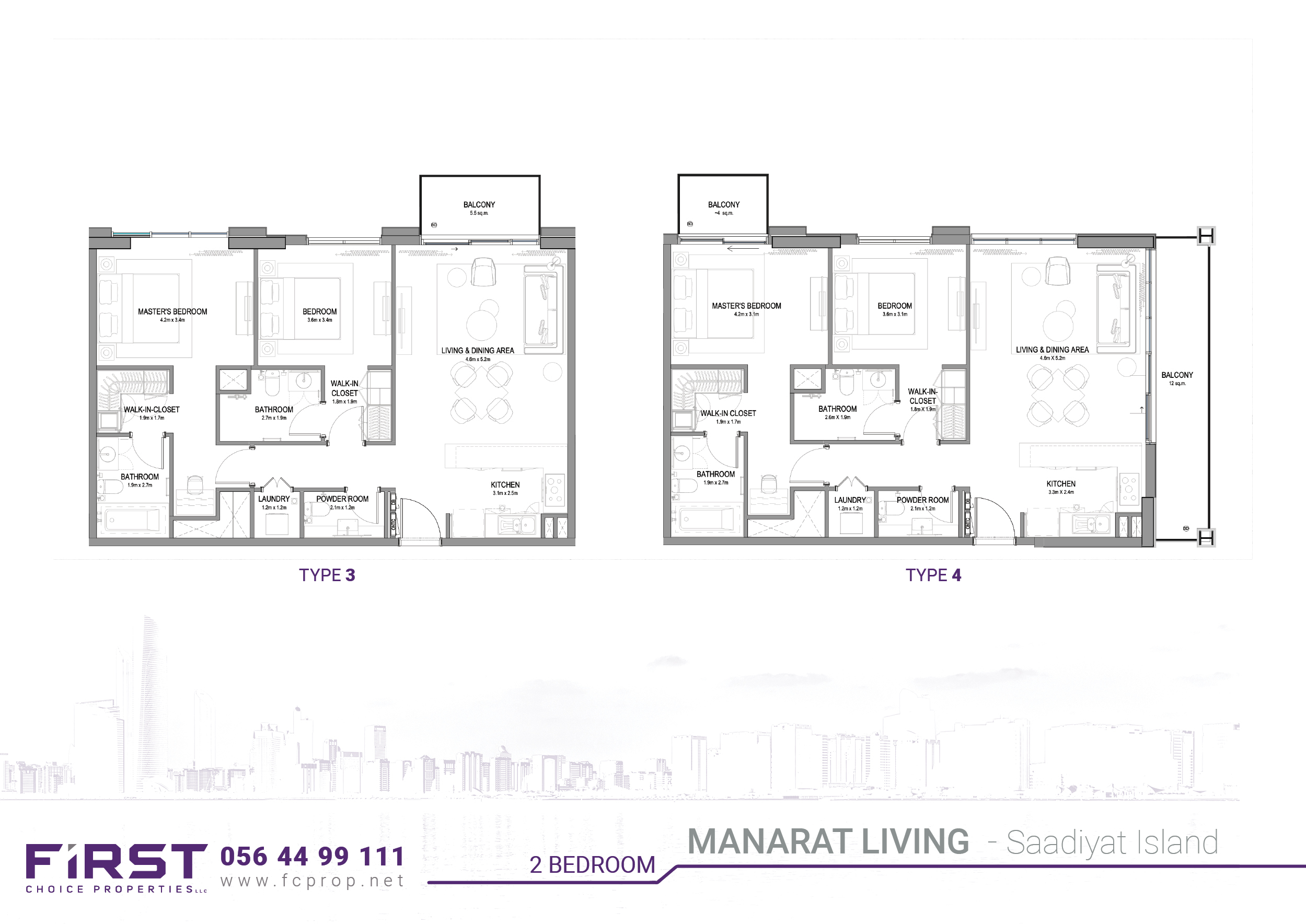 MANARAT LIVING -  Floor Plan - 2 BR  - Type 3 and 4.jpg