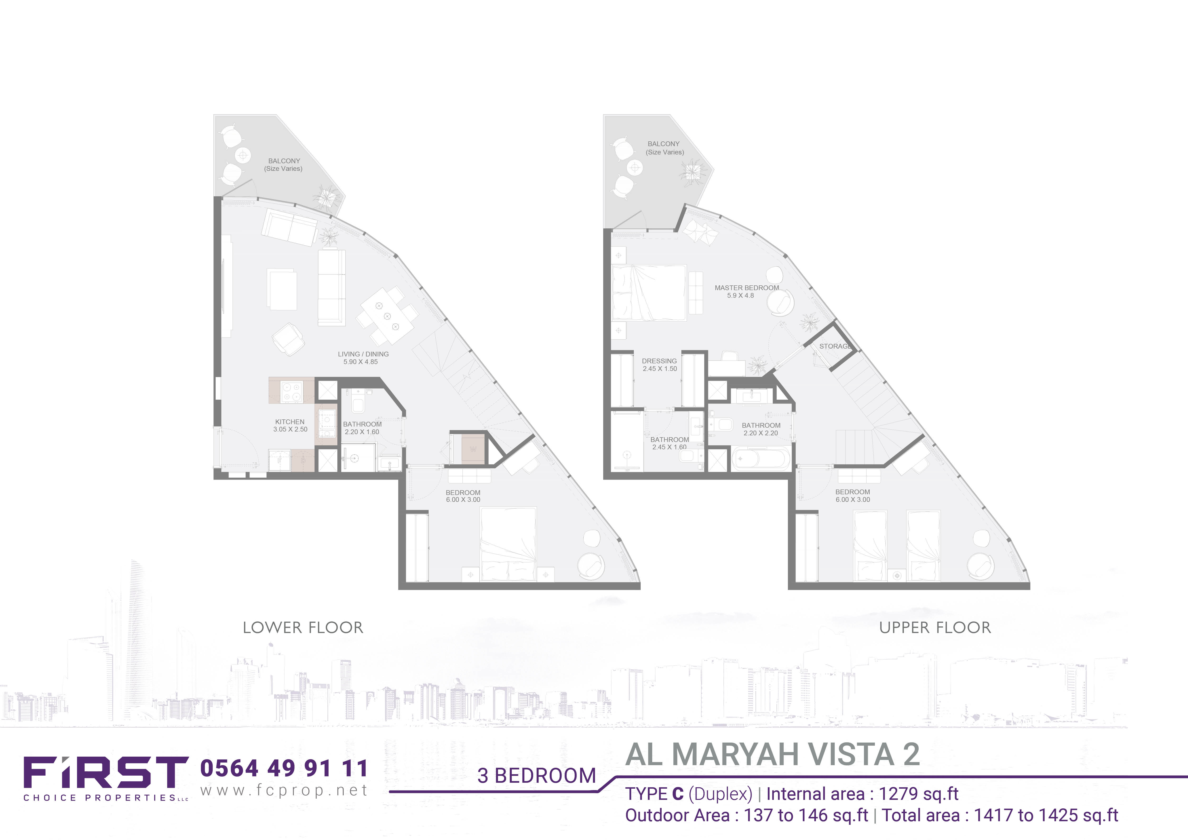 Al Maryah Vista 2 - Floor Plan - 3BR Type C - Image.jpg