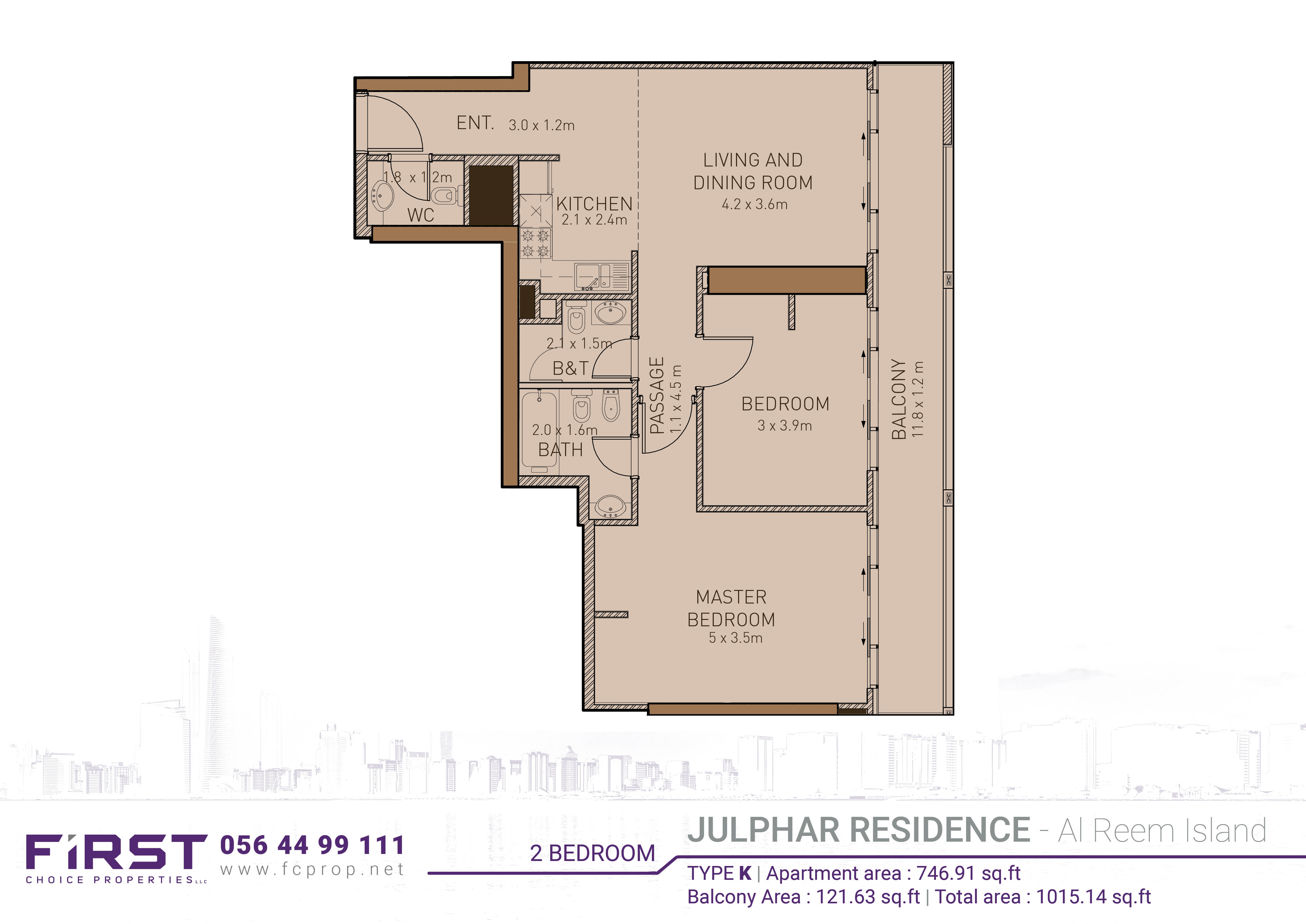 Julphar Residence - Floor Plan - 2 BR Apartment - Type K.jpg