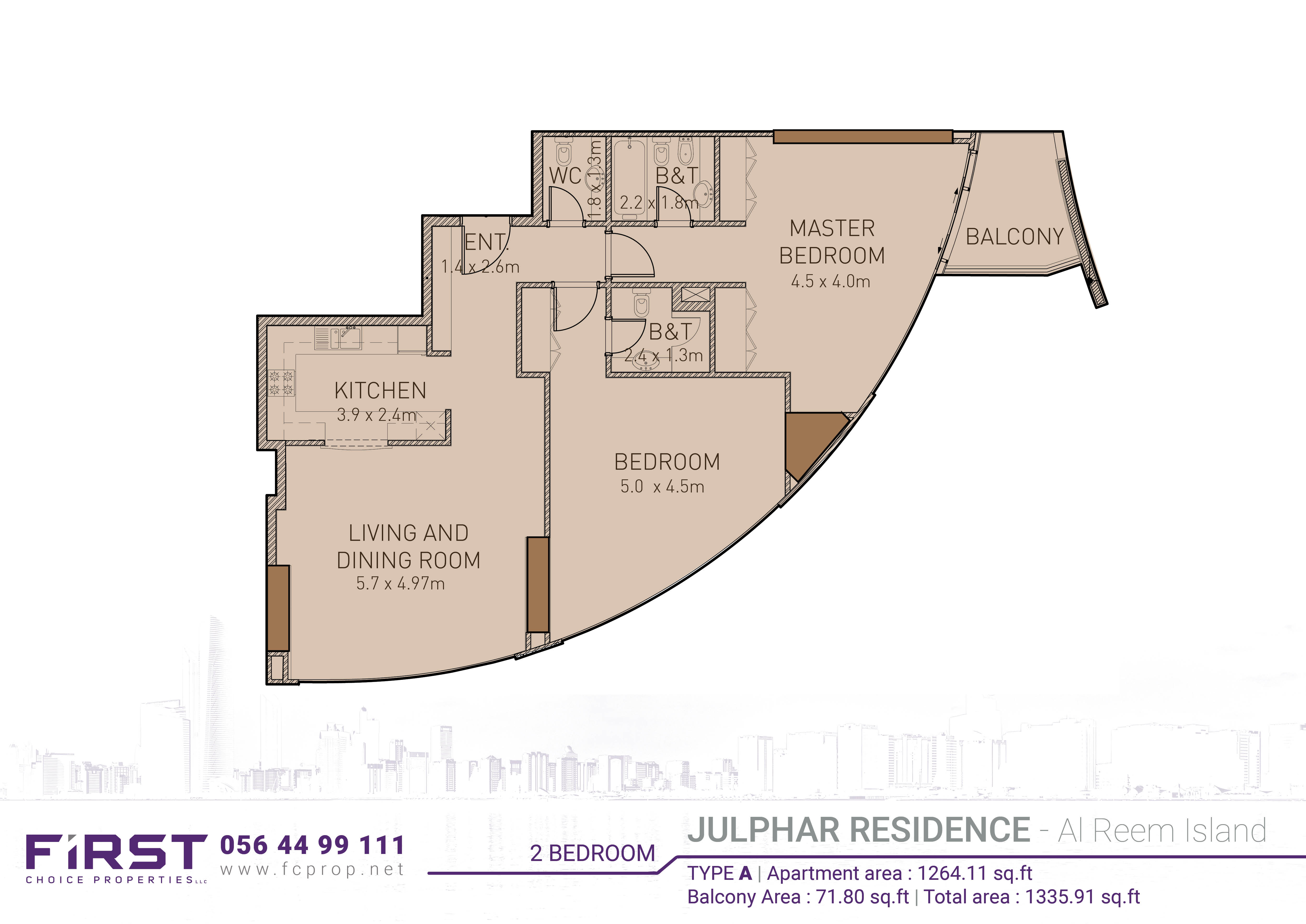 Julphar Residence - Floor Plan - 2 BR Apartment - Type A.jpg