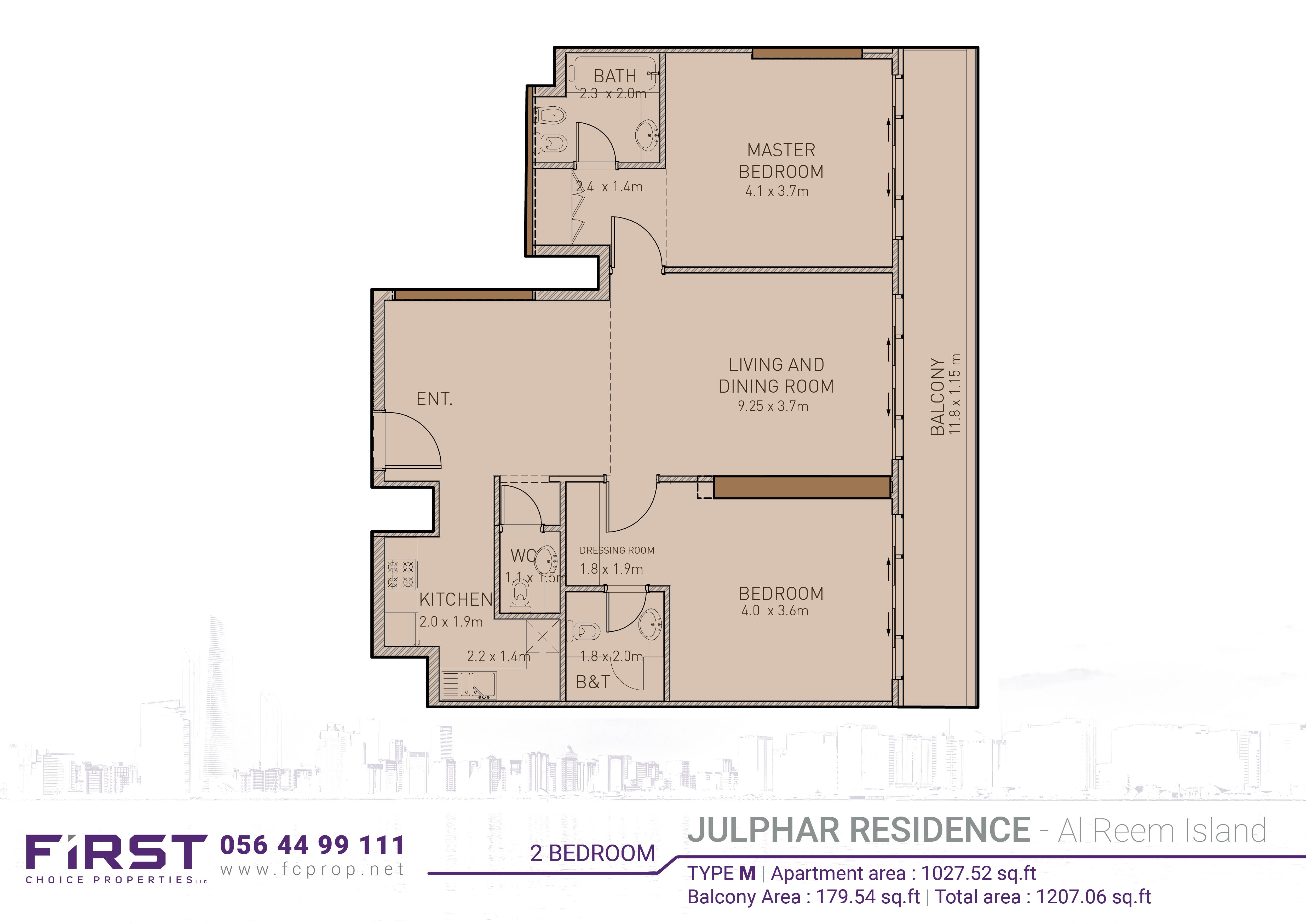 Julphar Residence - Floor Plan - 2 BR Apartment - Type M.jpg