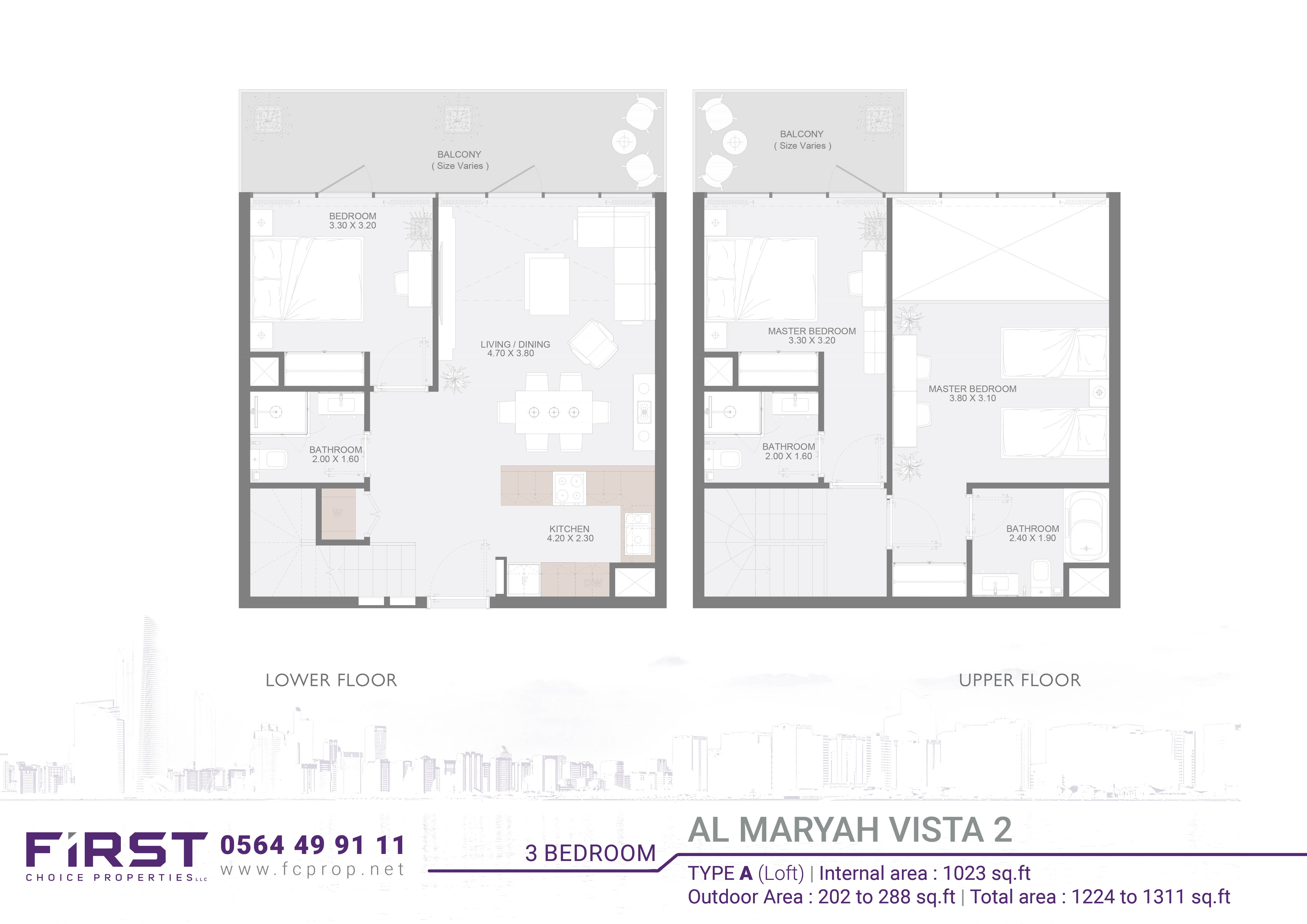 Al Maryah Vista 2 - Floor Plan - 3BR Type A - Image.jpg