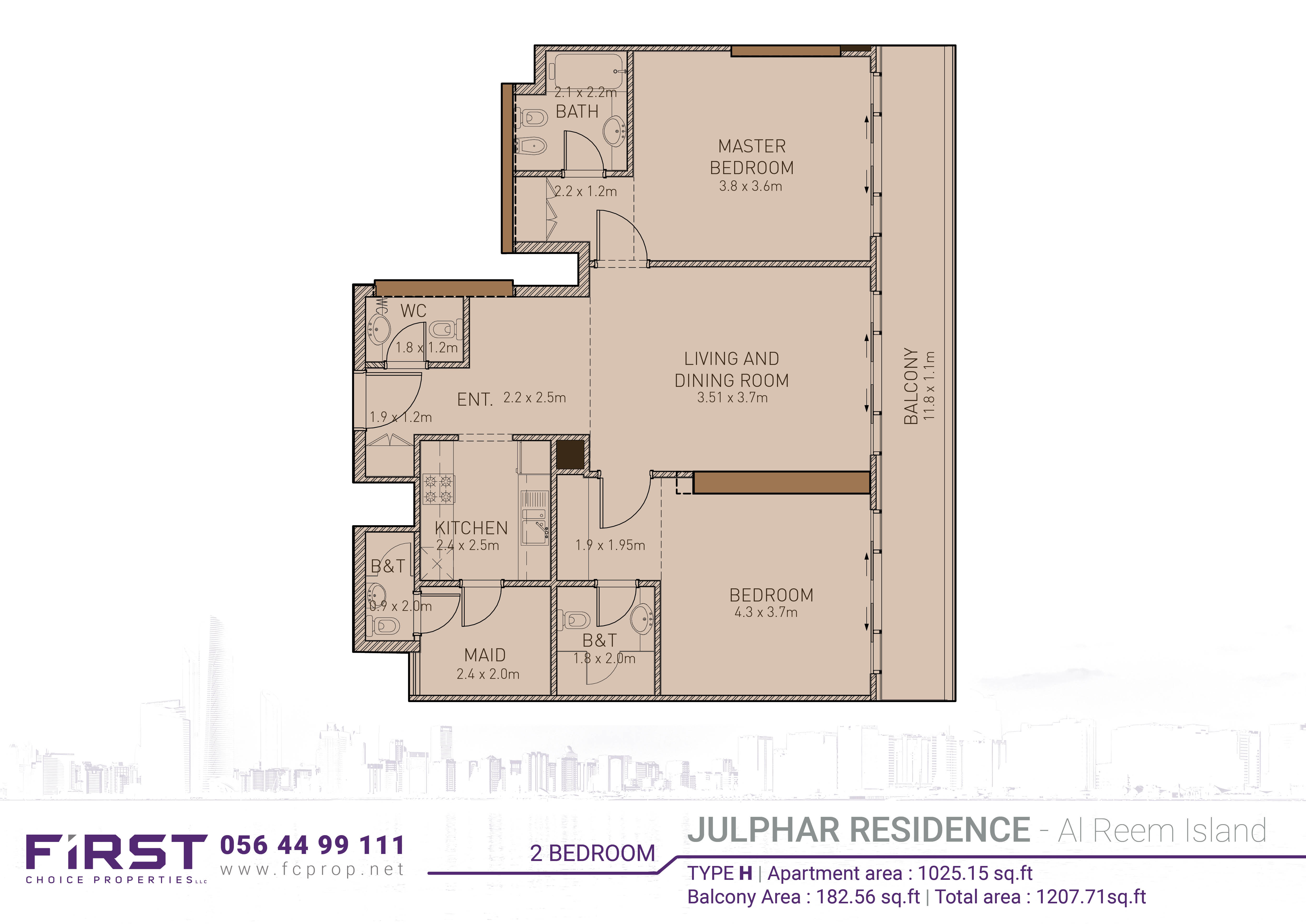 Julphar Residence - Floor Plan - 2 BR Apartment - Type H.jpg