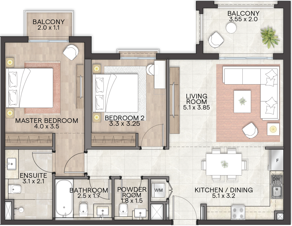 Bloom Living Granada -  2 BR Apartment - Type A - Floor Plan.png