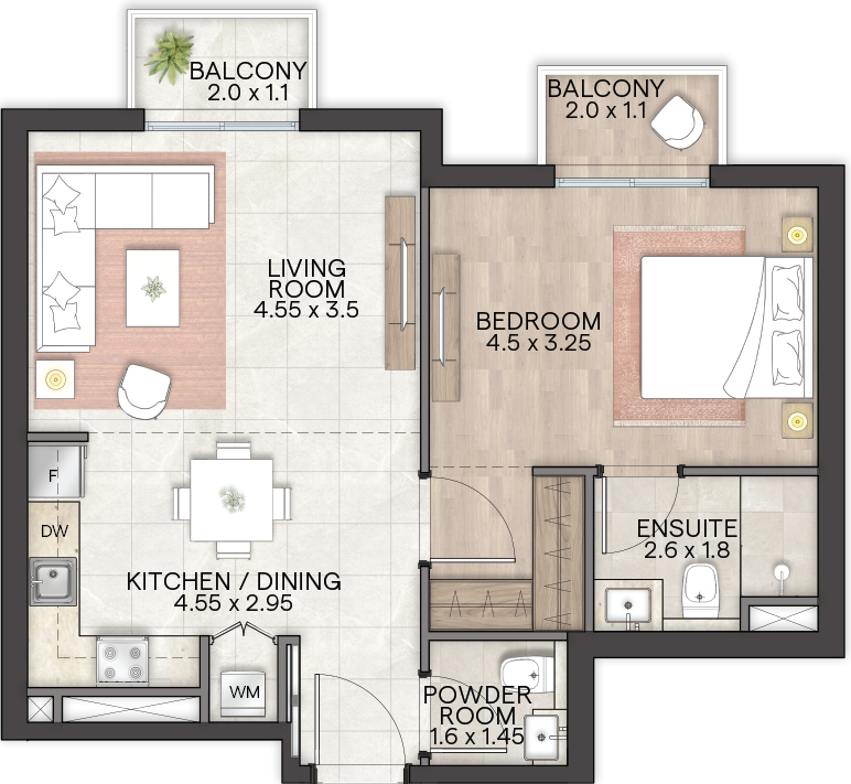 Bloom Living Granada -  1 BR Apartment - Type B1 - Floor Plan.png
