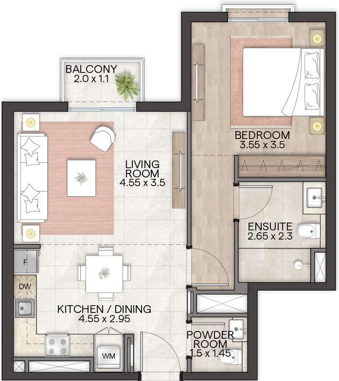 Bloom Living Granada -  1 BR Apartment - Type E - Floor Plan.png