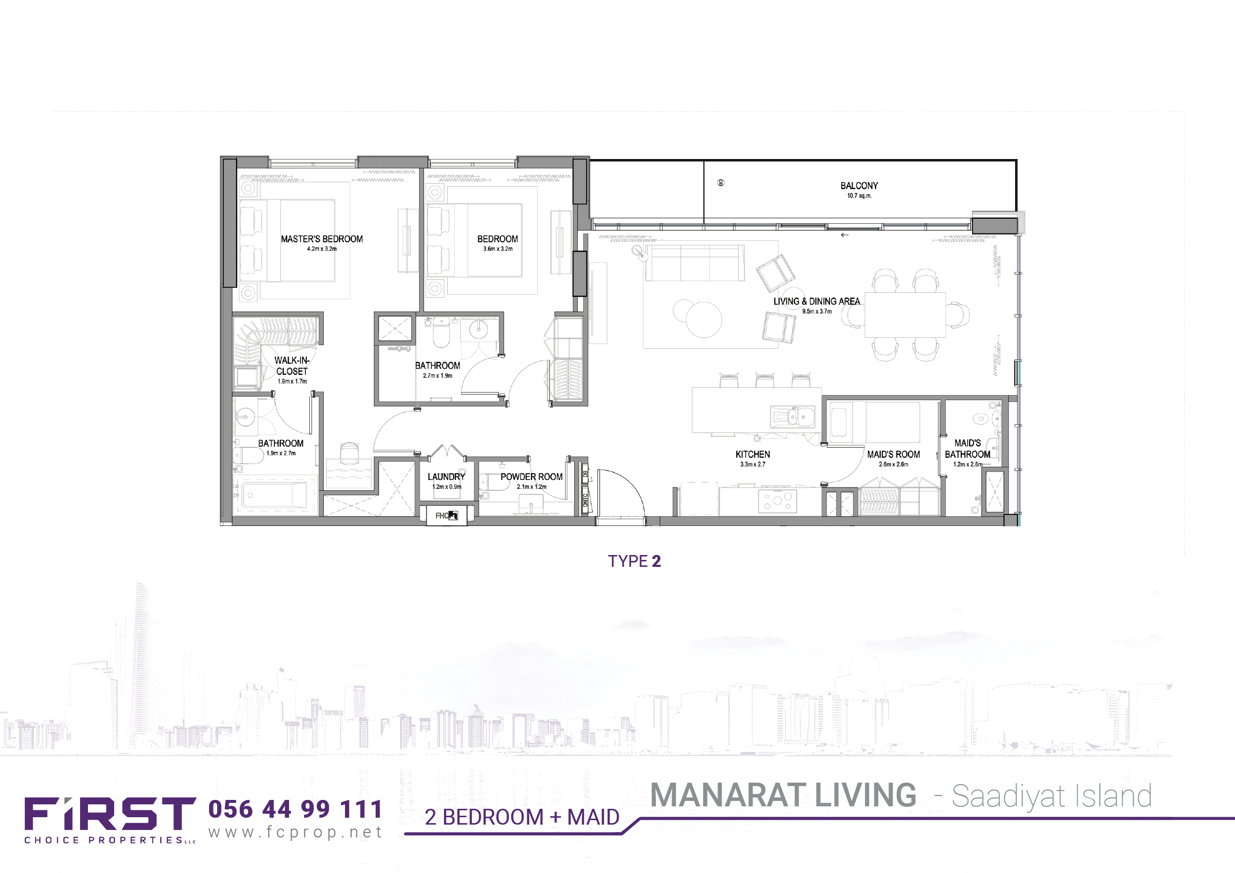 MANARAT LIVING -  Floor Plan - 2BR + Maid - Type 2.jpg